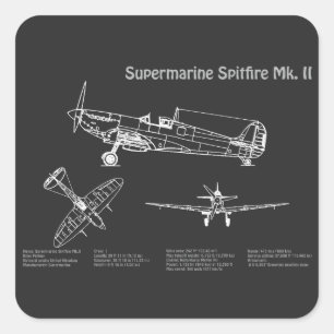 Supermarine Spitfire - Flugzeugkonzept PD Quadratischer Aufkleber