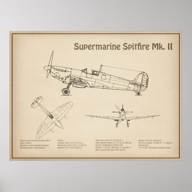 Supermarine Spitfire - Flugzeugkonzept SD Poster (Vorne)