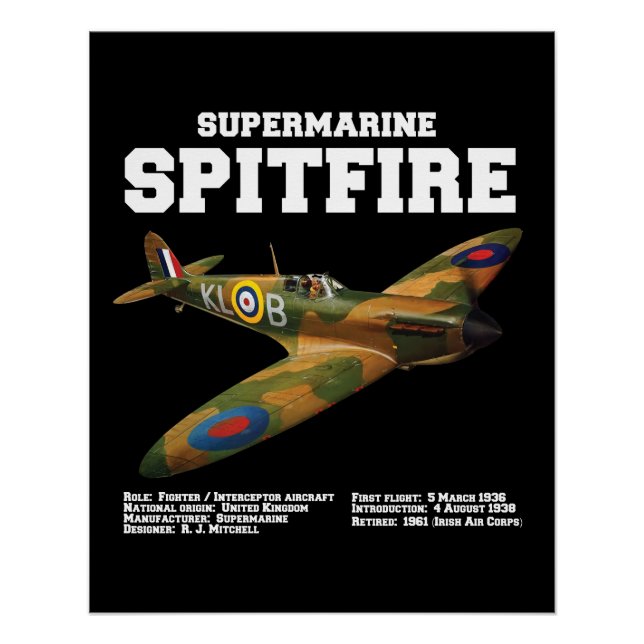 Supermarine Spitfire | WW2 Plane Poster (Vorderseite)