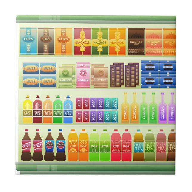 Supermarkt-Regalprodukte Snacks Fliese (Vorderseite)