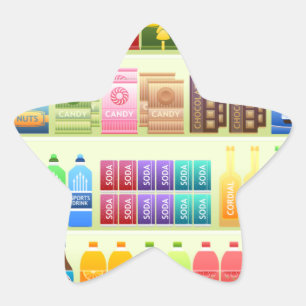 Supermarkt-Regalprodukte Snacks Stern-Aufkleber