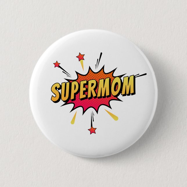 Supermom Retro Comic Pop Art | Pin Button (Vorderseite)
