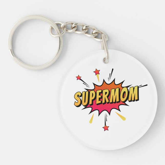 Supermom Retro Comic Pop Art| Porte - clé (Devant)