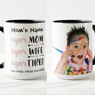 SuperMom Super Ehefrau Super Tired Anpassbares Fot Tasse