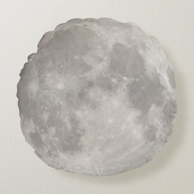 Supermond am schwarzen Himmel Rundes Kissen (Vorderseite)
