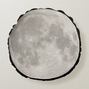 Supermond am schwarzen Himmel Rundes Kissen