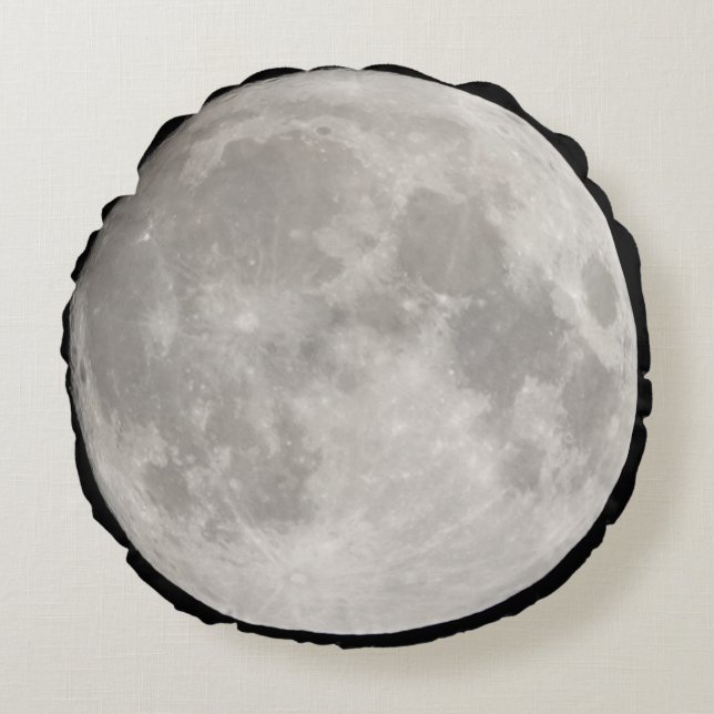 Supermond am schwarzen Himmel Rundes Kissen (Vorderseite)