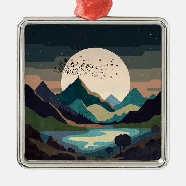 Supermond am See Ornament Aus Metall (Vorne)