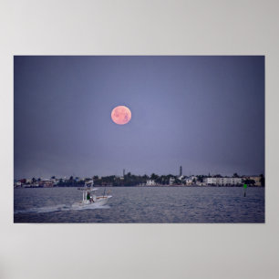 Supermond Monduntergang über Marathon, Florida Poster