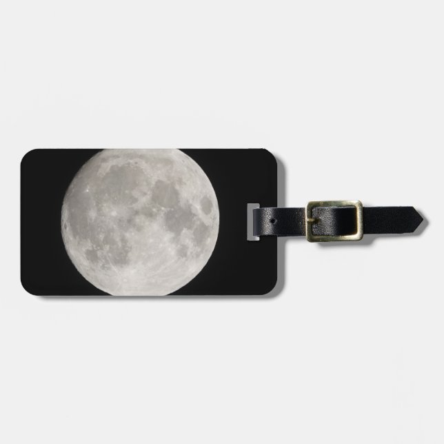 Supermoon in schwarzer Himmelslampe Gepäckanhänger (Vorderseite horizontal)