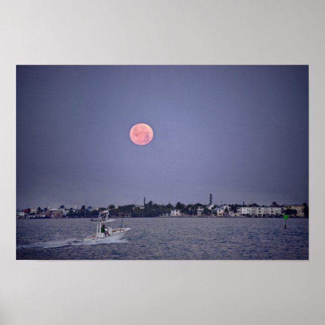 Supermoon Moonset über Marathon, Florida Poster (Vorne)