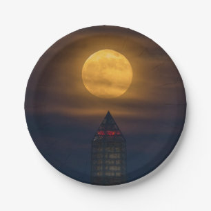 Supermoon über Washington Monument Pappteller
