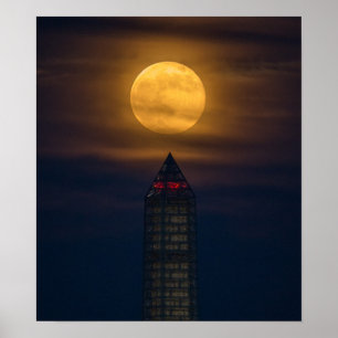 Supermoon über Washington Monument Poster