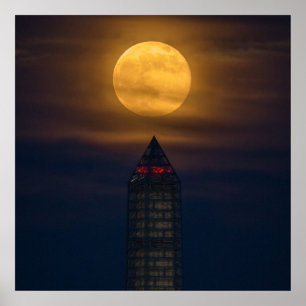 Supermoon über Washington Monument Poster
