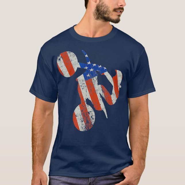 Supermoto America Flag Supercross Riding T-Shirt (Vorderseite)