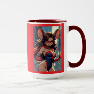 SuperMouse Frau rote linke Hand Kombotasse Tasse