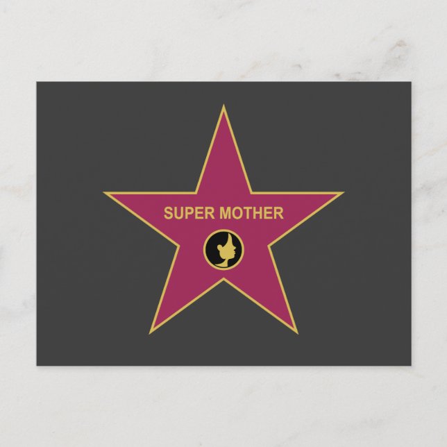 Supermutter - Hollywood-Mutter-Stern Postkarte (Vorderseite)