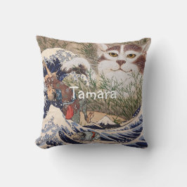 Supernatural Cat at the Great Wave Kissen