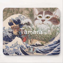 Supernatural Cat at the Great Wave Mousepad