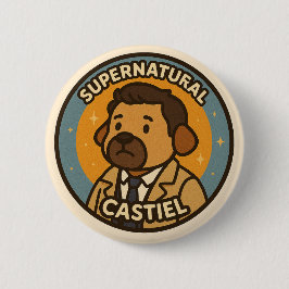 "Supernatural dog - Castiel" Button