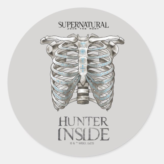 Supernatural "Hunter Inside" Ribcage Graphic Runder Aufkleber (Vorderseite)