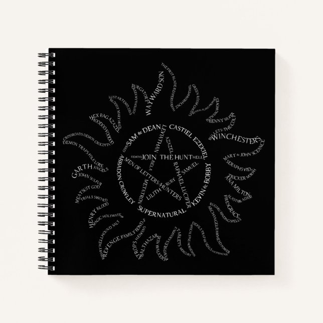 Supernatural Typografie Pentagramm Notizbuch (Vorderseite)