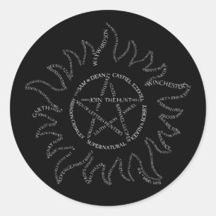 Supernatural Typografie Pentagramm Runder Aufkleber