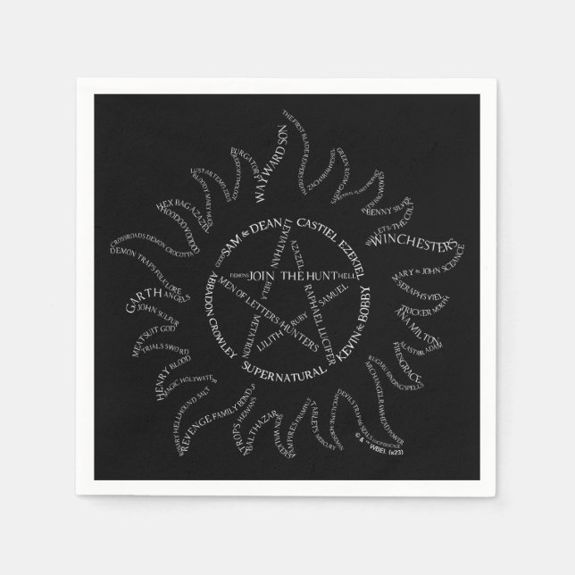 Supernatural Typografie Pentagramm Serviette (Vorderseite)