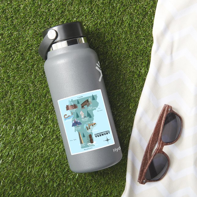 Supernatural Vermont travel graphic map Aufkleber (HydroFlask Insitu)