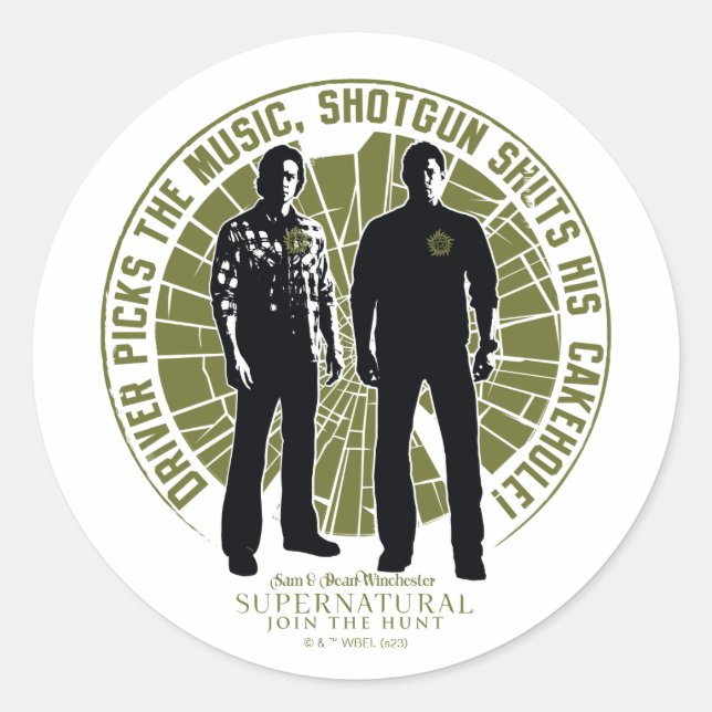 Supernatural Winchester Brothers "Shotgun" Runder Aufkleber (Vorderseite)