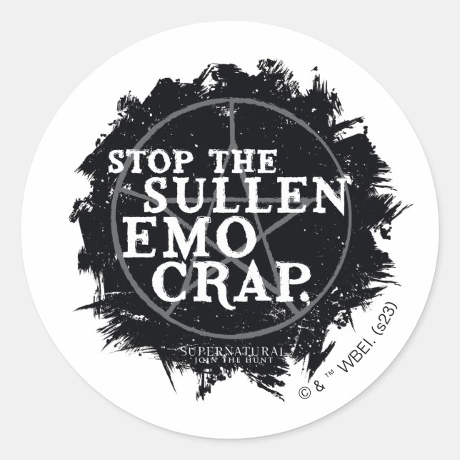 Supernatürliches "Emo"-Zitat Runder Aufkleber (Vorderseite)