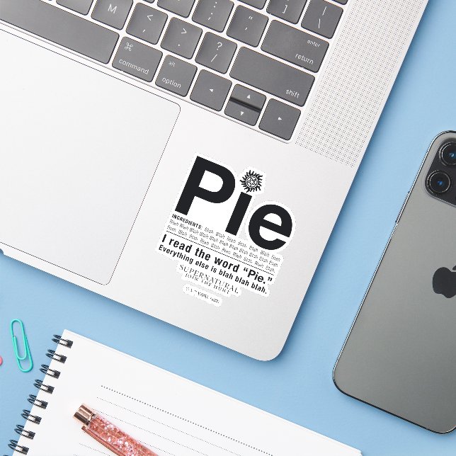 Supernatürliches "Pie"-Zitat Aufkleber (Laptop mit iPhone)