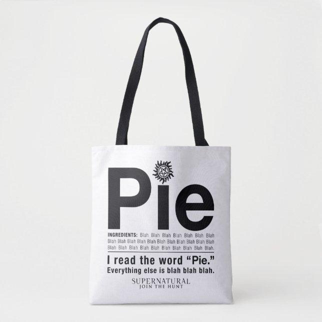 Supernatürliches "Pie"-Zitat Tasche (Vorderseite)