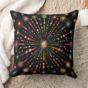 Supernova - Regenbogenstars Galaxy Black Retro Boh Kissen