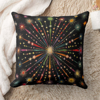 Supernova - Regenbogenstars Galaxy Black Retro Boh Kissen
