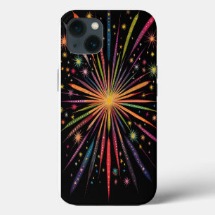 Supernova - Regenbogensterne Galaxie Schwarz Retro iPhone Hülle