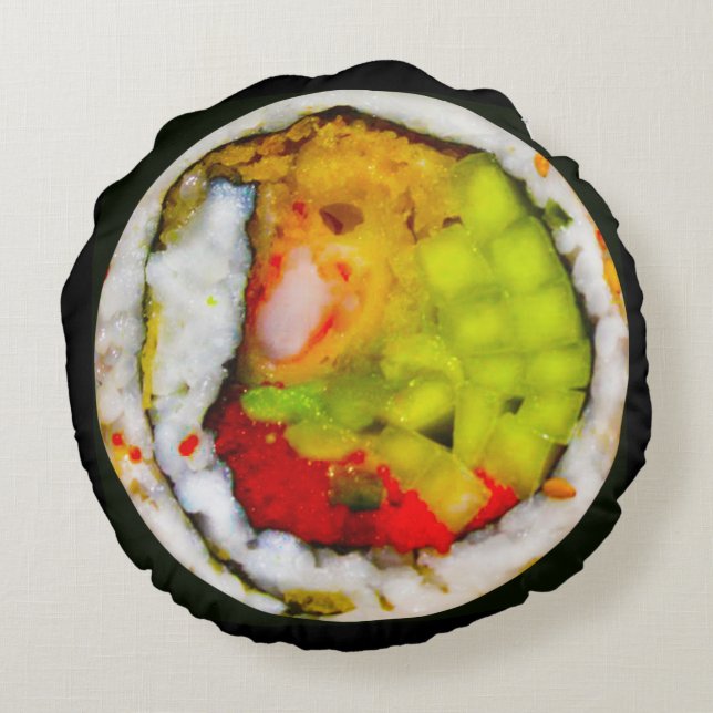 Superoll Sushi-Kissen Rundes Kissen (Rückseite)