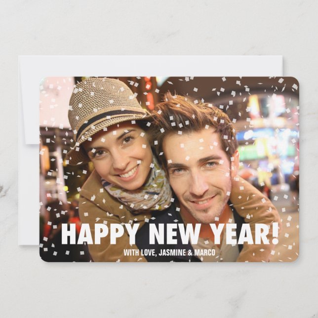 Superposer Confetti Bonne nouvelle année Carte hor (Devant)