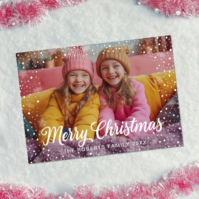 Superposition de neige hivernale Joyeux Carte phot (Fun Christmas Card)