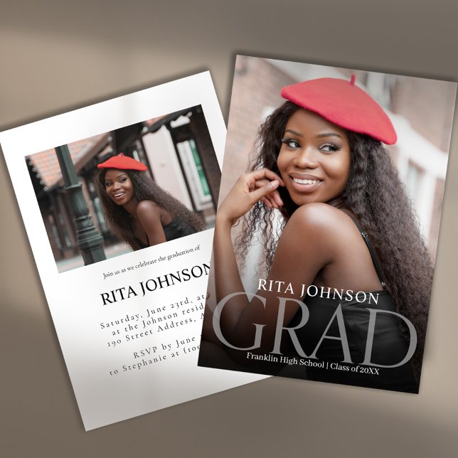 Superposition photo Faire-part de graduation moder (Photo Overlay Modern Graduation Announcement)