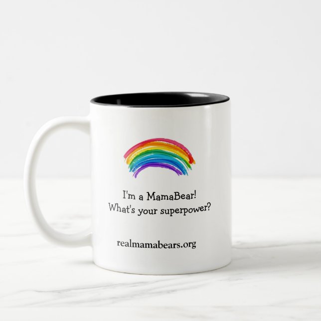 Superpower-Tasse in Weiß Zweifarbige Tasse (Links)