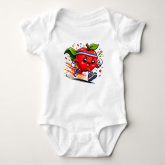 Superroter Apfel Lauf Cartoon Fitness-Maskottchen Baby Strampler