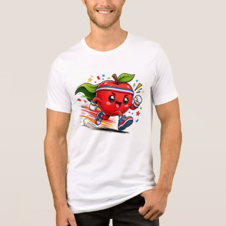 Superroter Apfel Lauf Cartoon Fitness-Maskottchen Tri-Blend Shirt