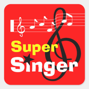 Supersänger-Schulaufkleber Quadratischer Aufkleber