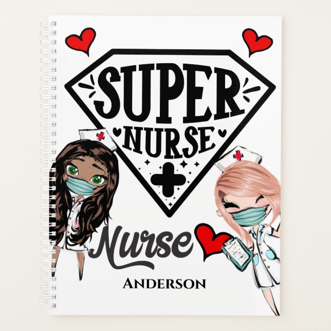 Superschwester Superheld DIY-Bezeichnung Typografi Planer (Vorderseite)
