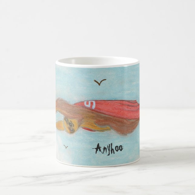 Superslothflug mit der Unterschrift "Anyhoo" Kaffeetasse (Mittel)