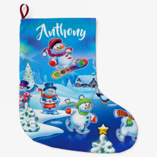 Supersnowman-Party kundenspezifischer Großer Weihnachtsstrumpf