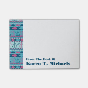 Superspaß-Fisch-u. Segelboot-Muster   addieren Post-it Klebezettel