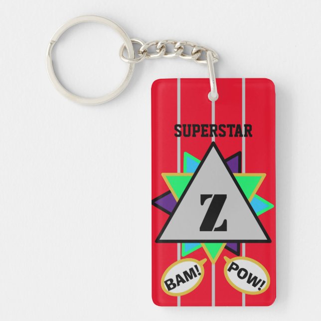 Superstar Cartoons Monogram Blue Green Schlüsselanhänger (Vorderseite)