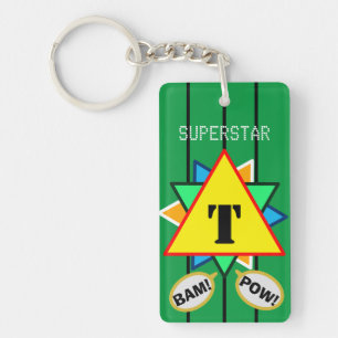 Superstar Cartoons Monogram Yellow Green Schlüsselanhänger